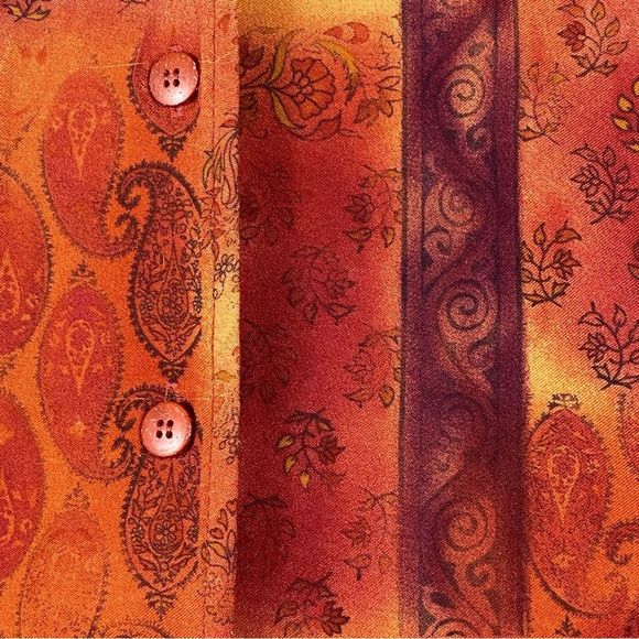 Coldwater Creek Womens Long Sleeve Paisley Print Button Down Pea Coat Jacket M - Picture 3 of 8